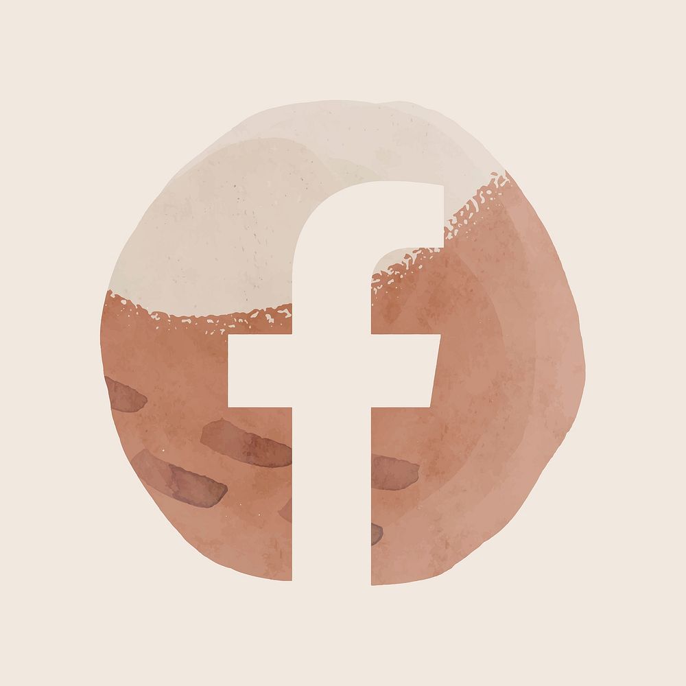 Facebook app icon vector with a watercolor graphic effect. 2 AUGUST 2021 - BANGKOK, THAILAND