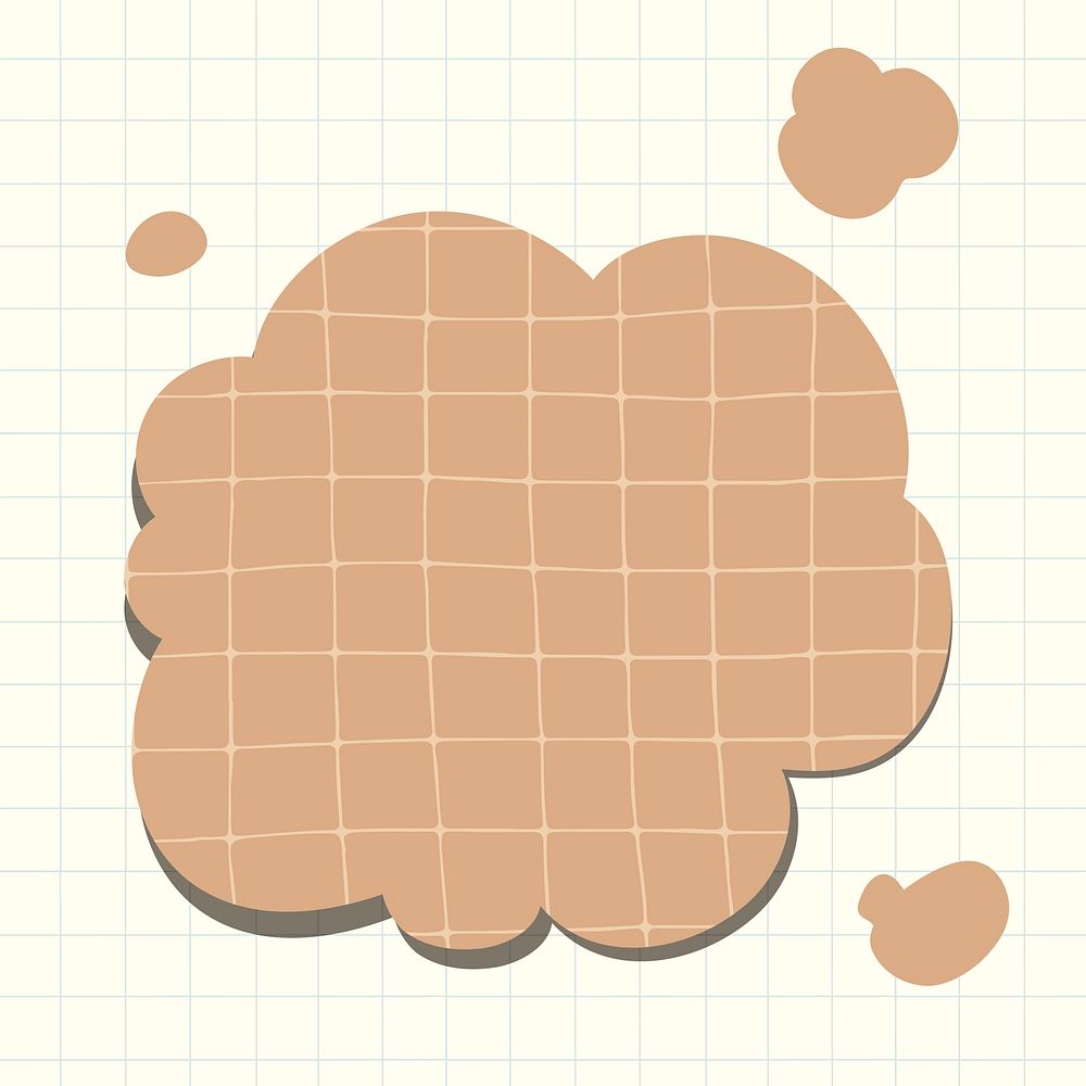 Thought bubble vector in grid brown paper pattern style