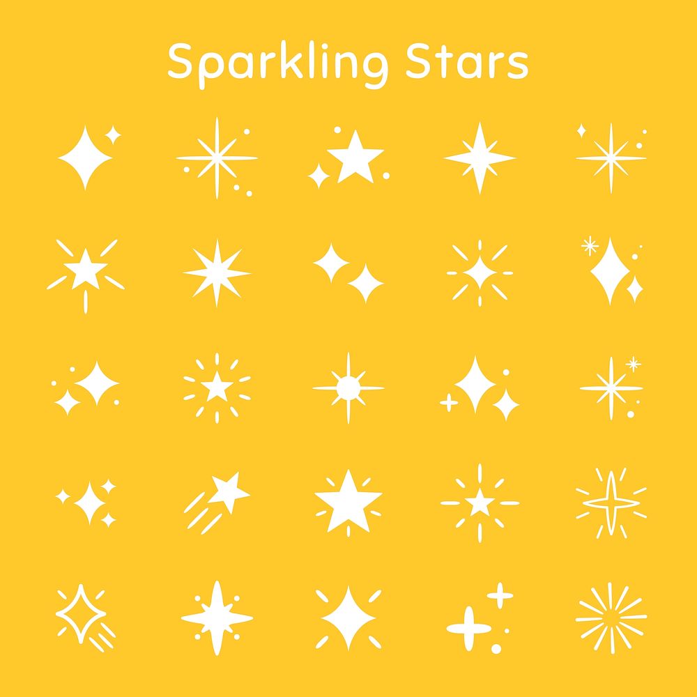 Sparkling stars vector icon set in flat style