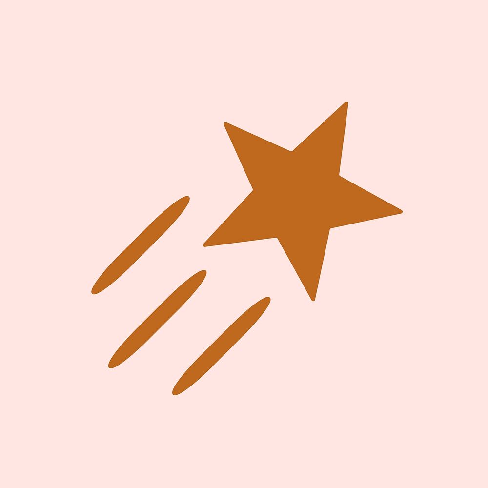 Stars vector sparkling icon in flat brown style on pink background