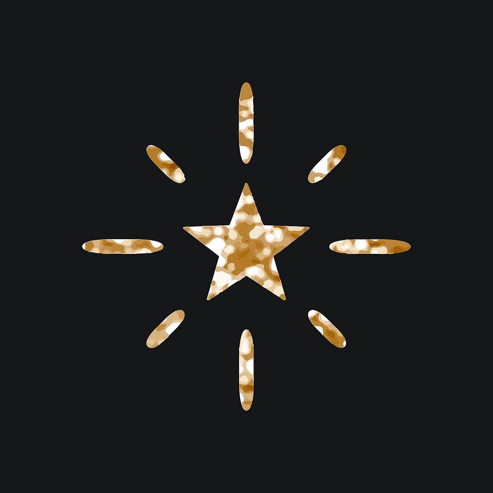 Sparkling stars vector icon with glitter texture on black background