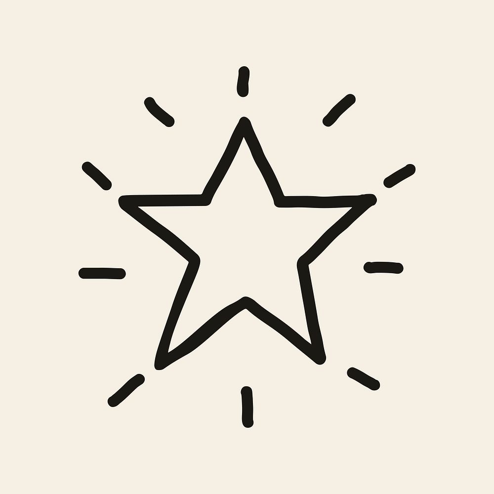 Stars vector sparkles icon in doodle style on beige background