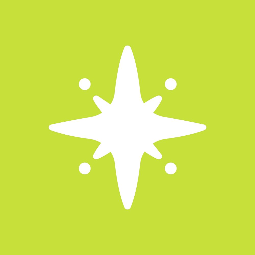 Stars vector sparkling icon in simple style on green background