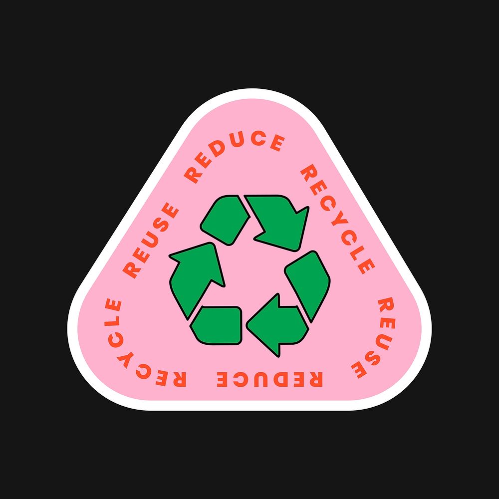 Sticker environment zero waste, reduce reuse recycle text vector