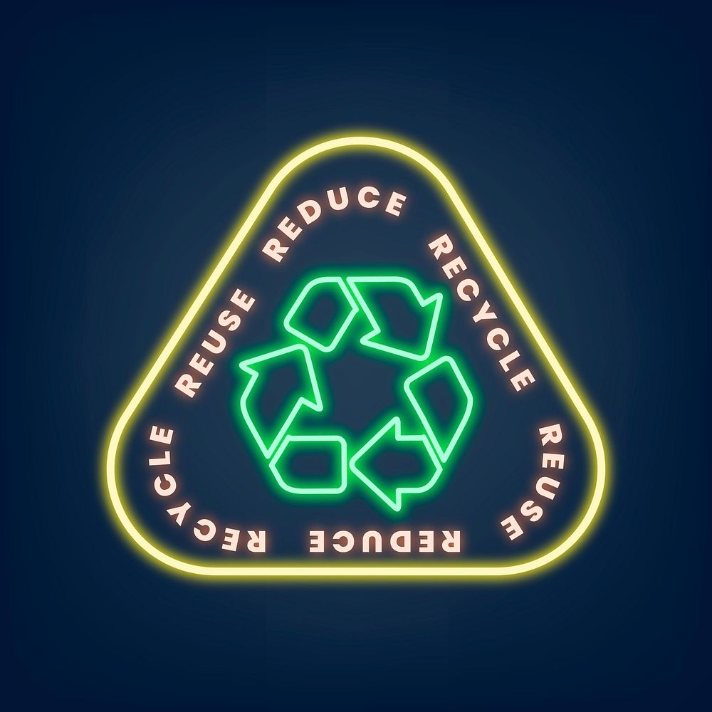 Glowing neon sign vector illustration with reuse reduce recycle text