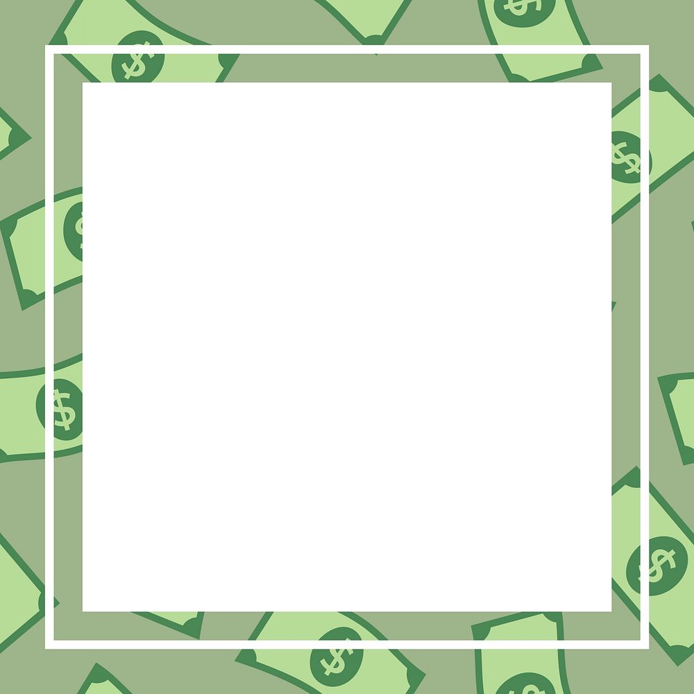 Green square/rectangle frame, dollar bills pattern money vector finance clipart