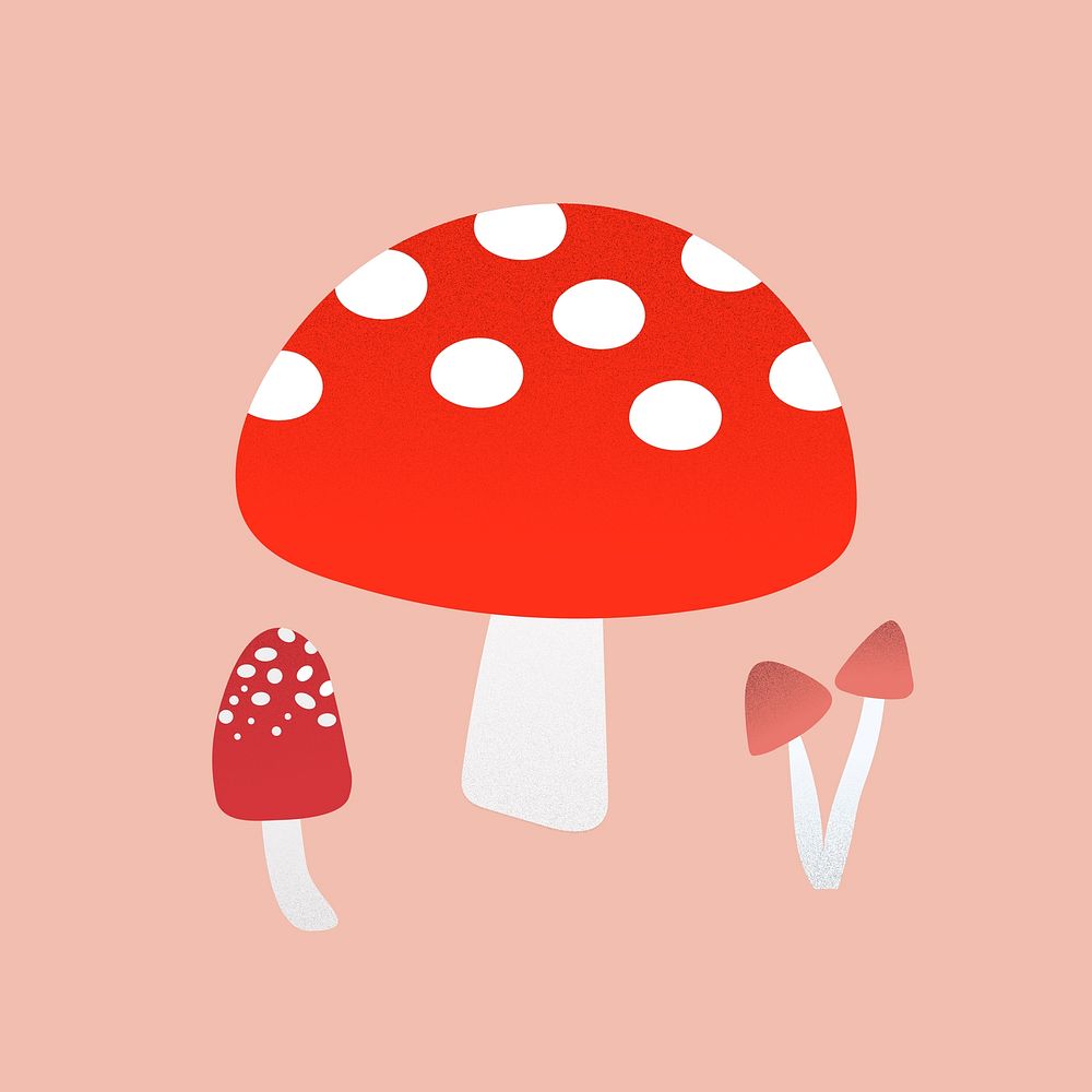 Cute mushroom sticker, printable vegetable clipart vector