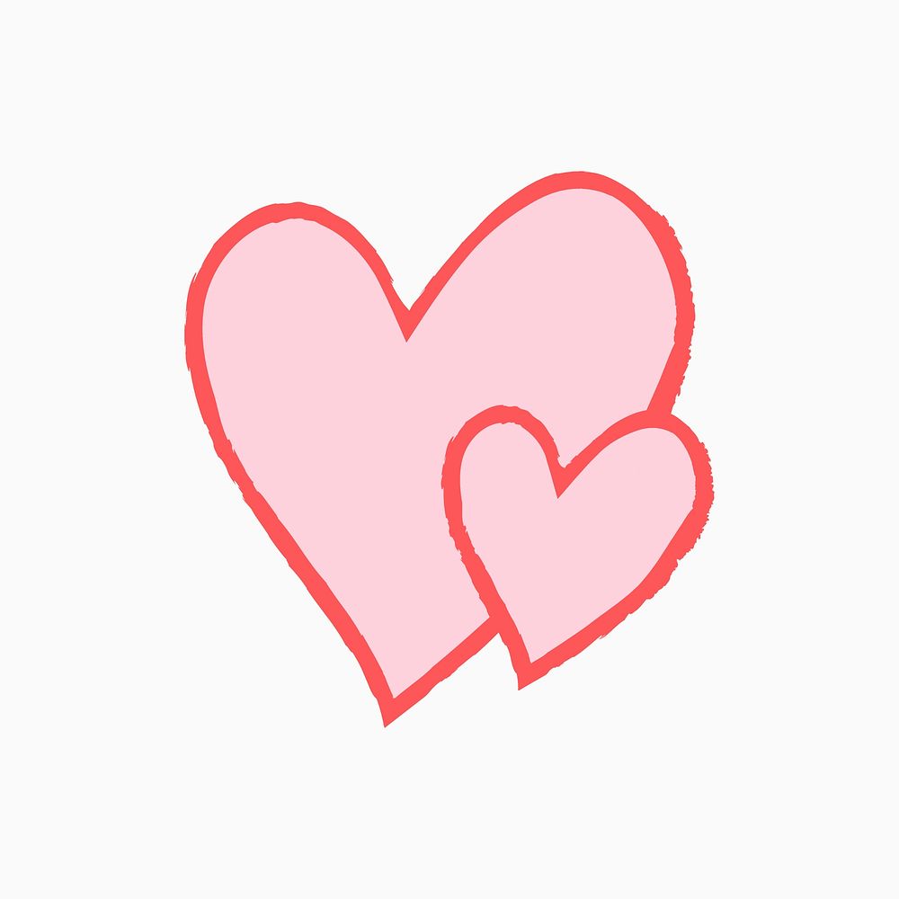 Pink heart element vector in hand drawn style