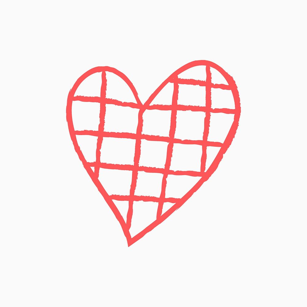 Pink heart element vector in hand drawn style