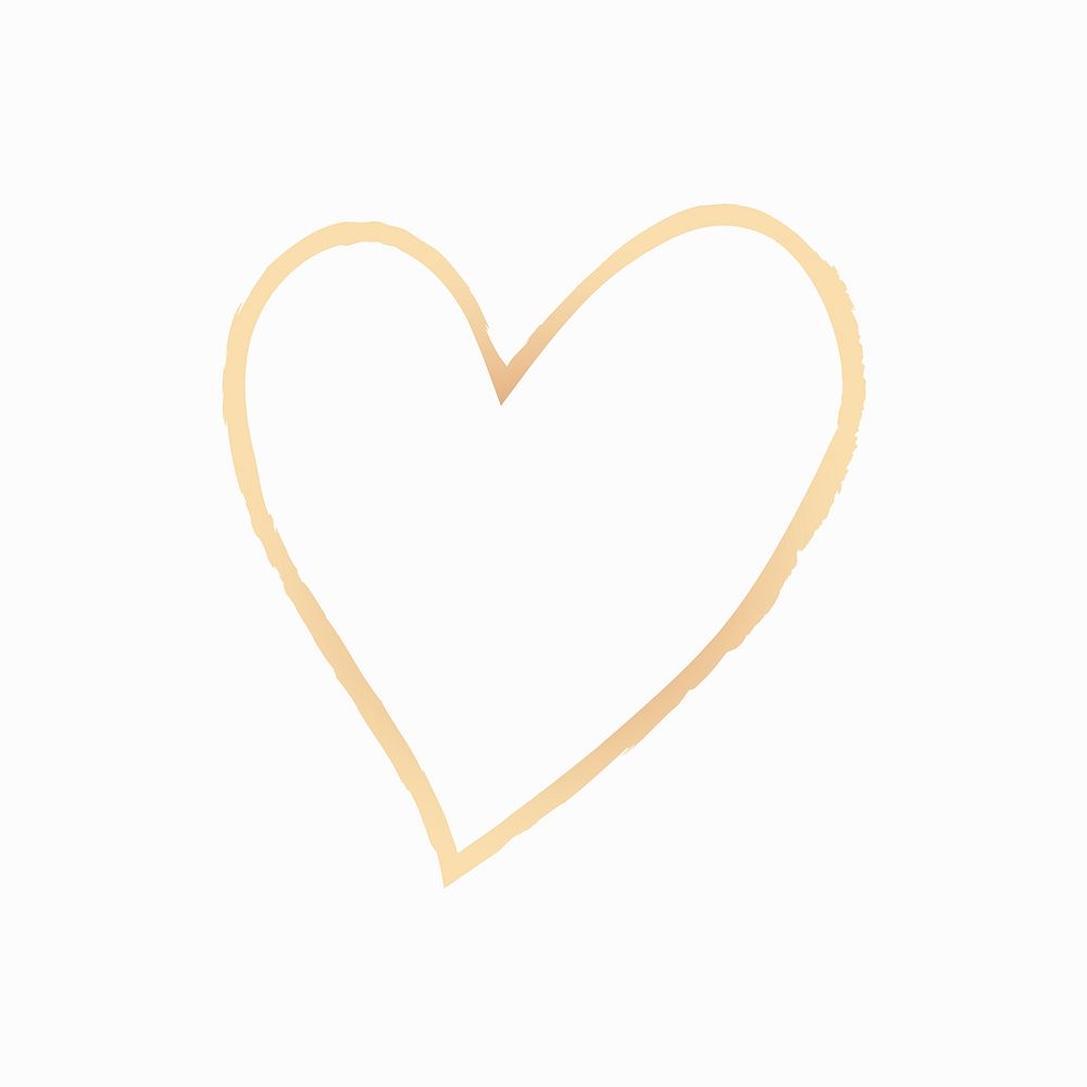 Gold psd heart icon, illustration in doodle style
