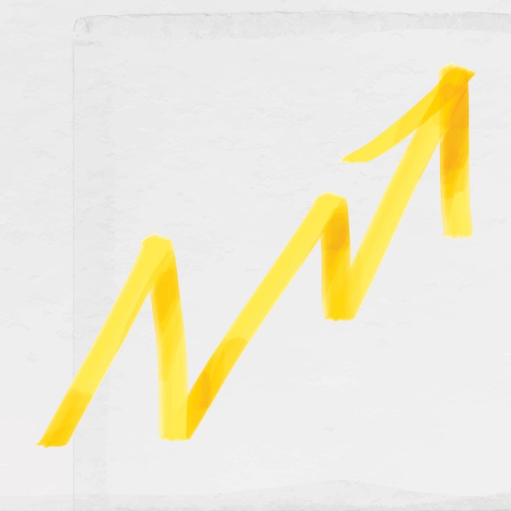 Doodle highlight up arrow vector in yellow tone