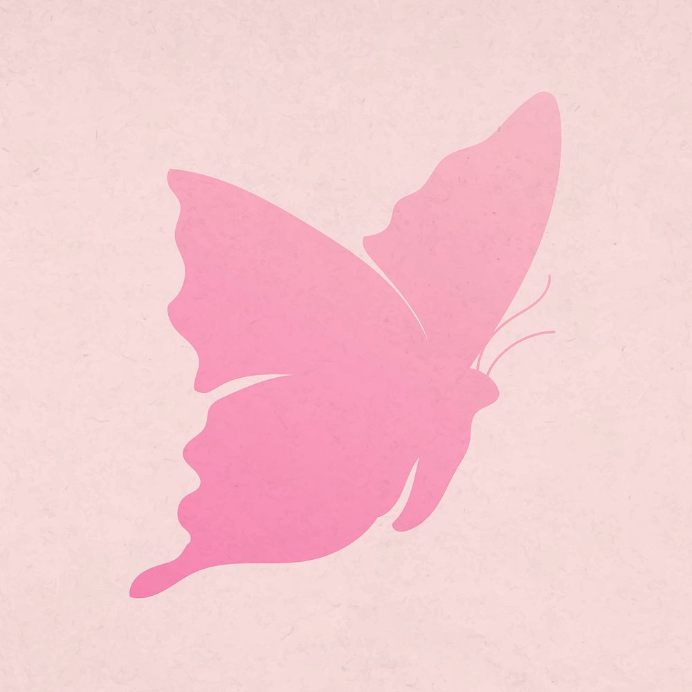 Pink butterfly sticker, aesthetic gradient vector flat design