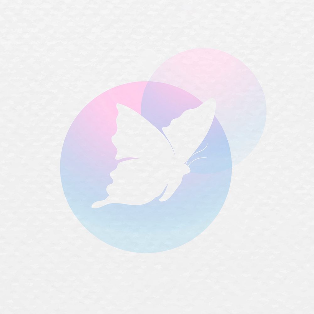 Beautiful butterfly logo element, pink vector creative animal illustration