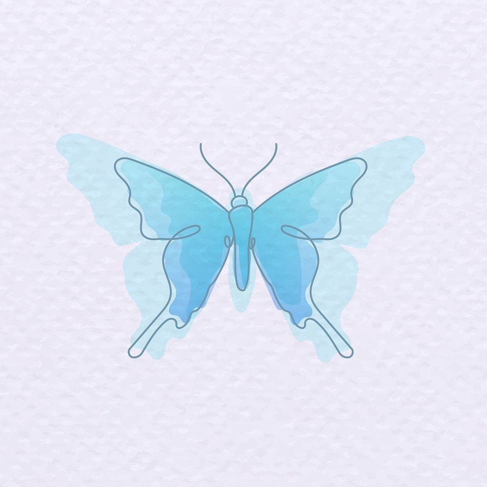 Beautiful butterfly logo element, blue vector creative animal illustration