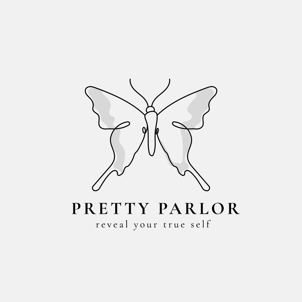 Simple butterfly logo template, beauty salon business, creative black vector design