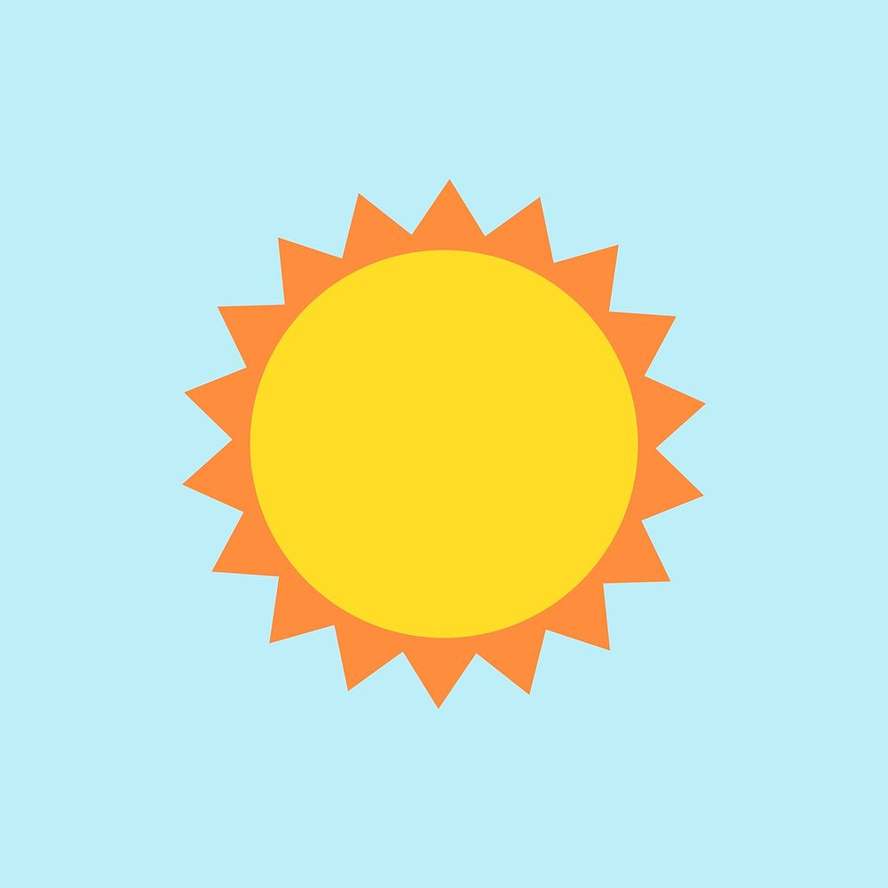 Sun element, cute weather clipart vector on light blue background
