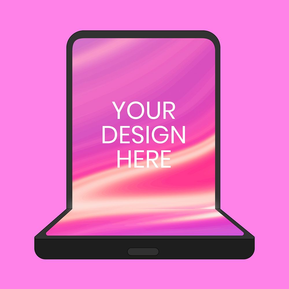 Black foldable phone, blank screen, flip phone vector illustration