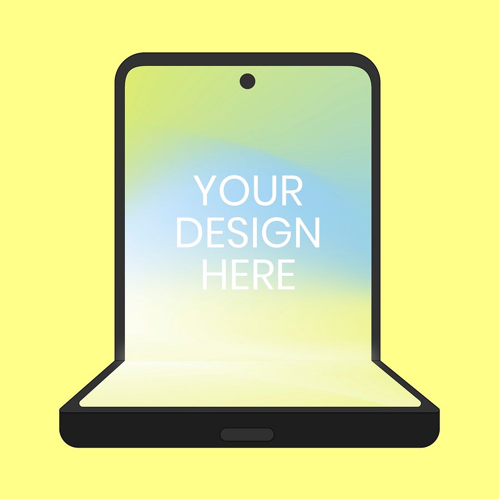 Flip phone screen mockup vector, flip phone illustration