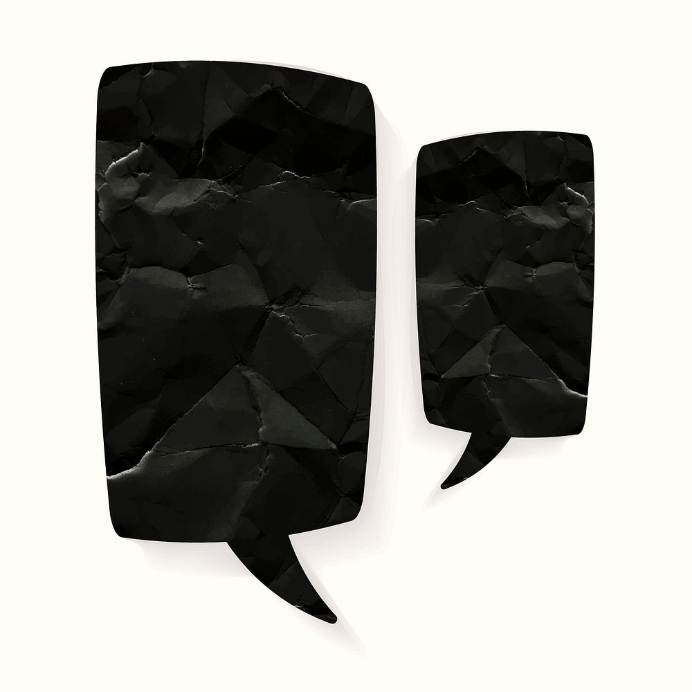 Announcement speech bubble vector icon, black paper texture