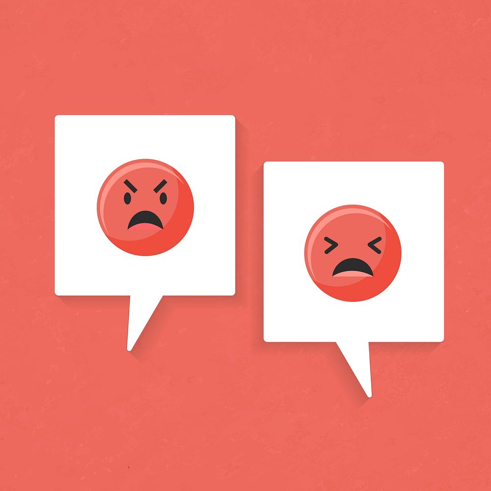 Cute speech bubble vector image, angry faces