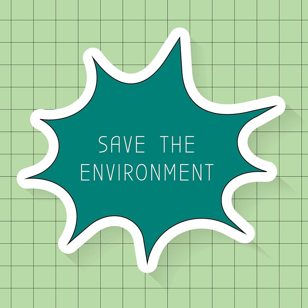 Save the environment template vector, speech bubble, grid pattern background