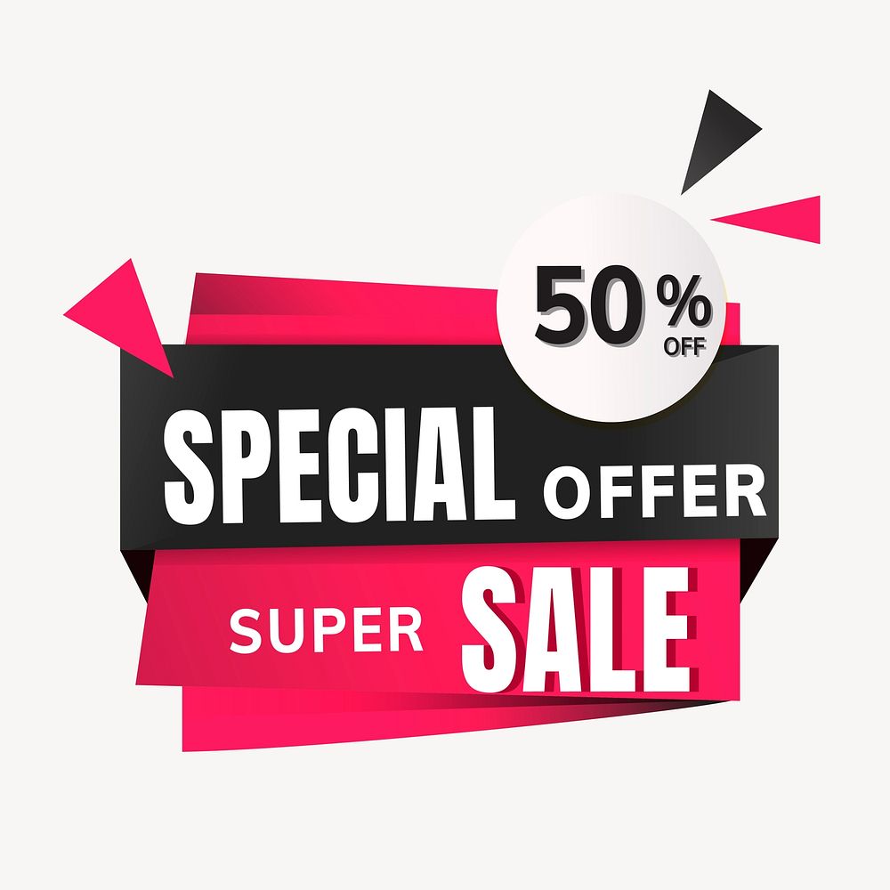 Sale badge sticker, special offer shopping clipart vector