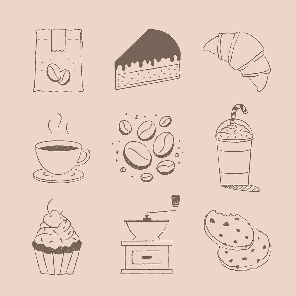 Coffee & cake design element vector set