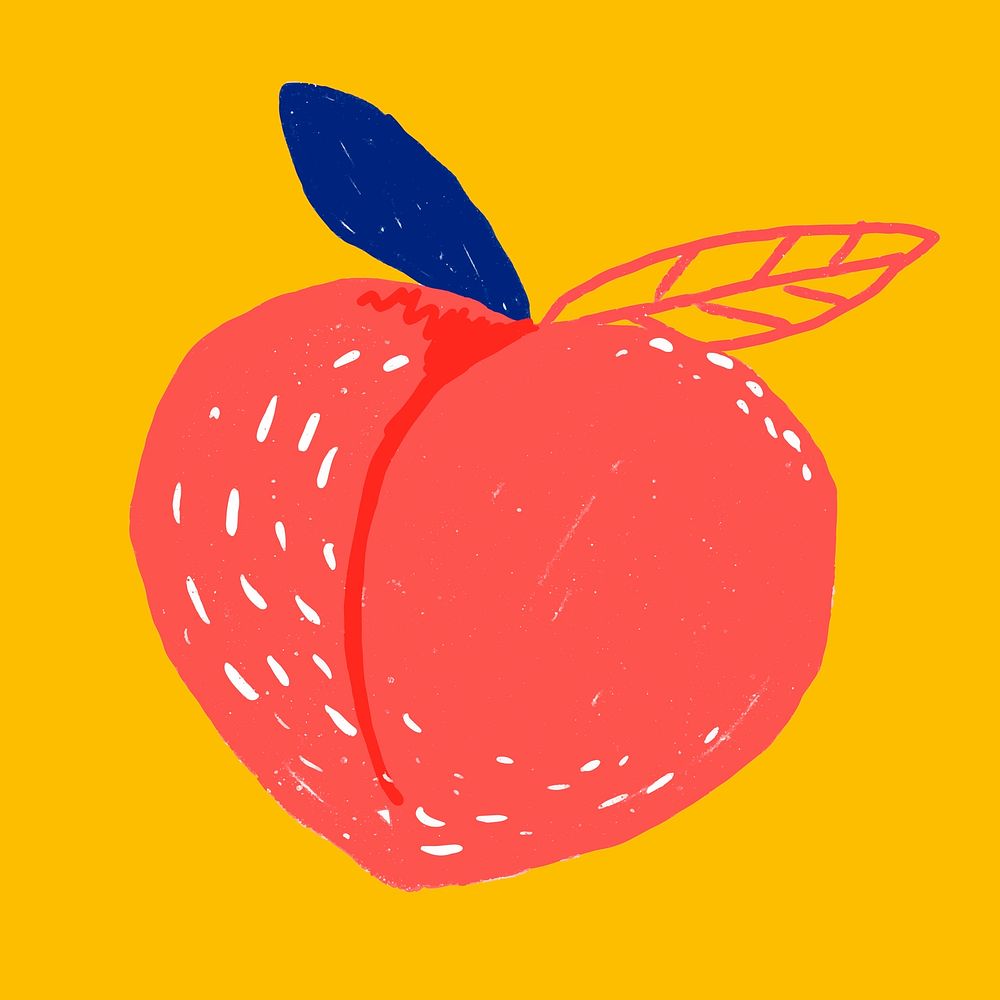 Fruit peach doodle drawing vector