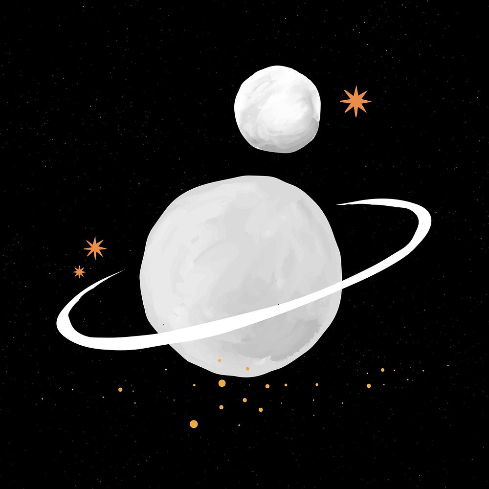 Cute planet, Saturn vector hand drawn illustration