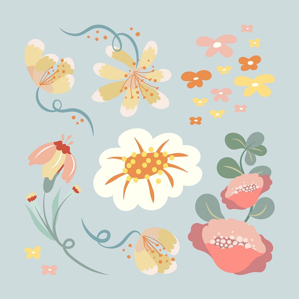 Pastel flower, spring clipart flat design vector illustration
