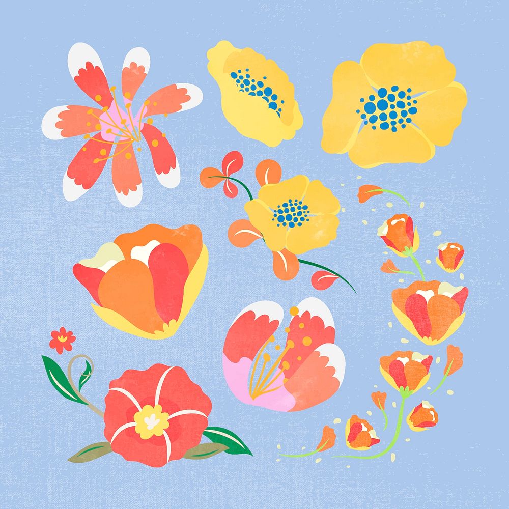Colorful flower, spring clipart flat design vector illustration