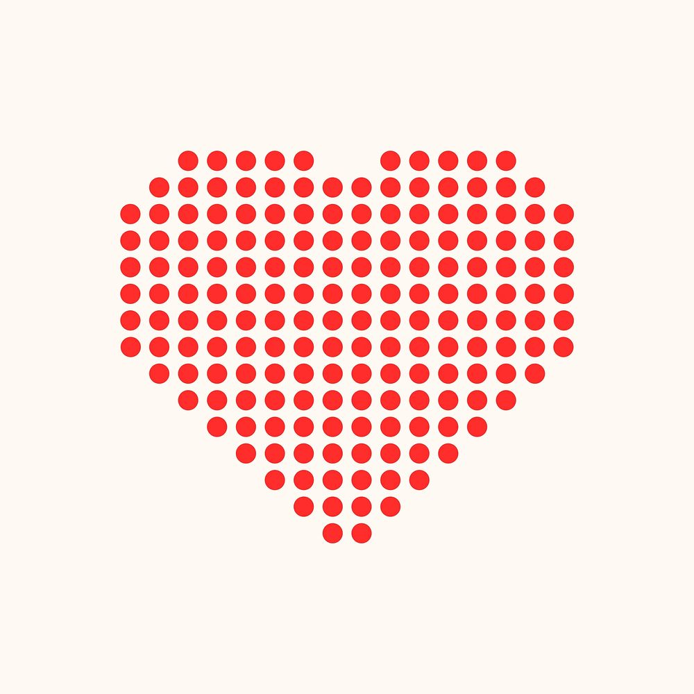 Heart icon, red polka dot design vector