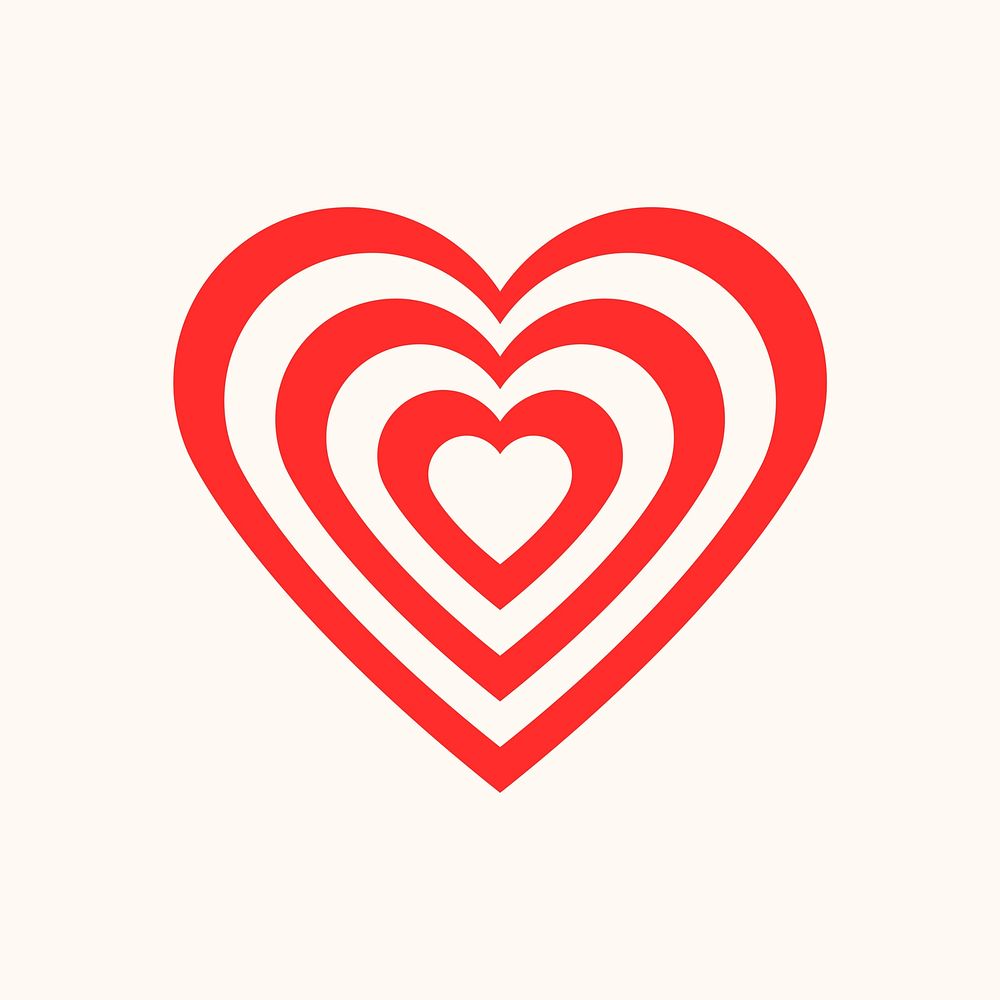 Heart icon, red, striped element graphic vector