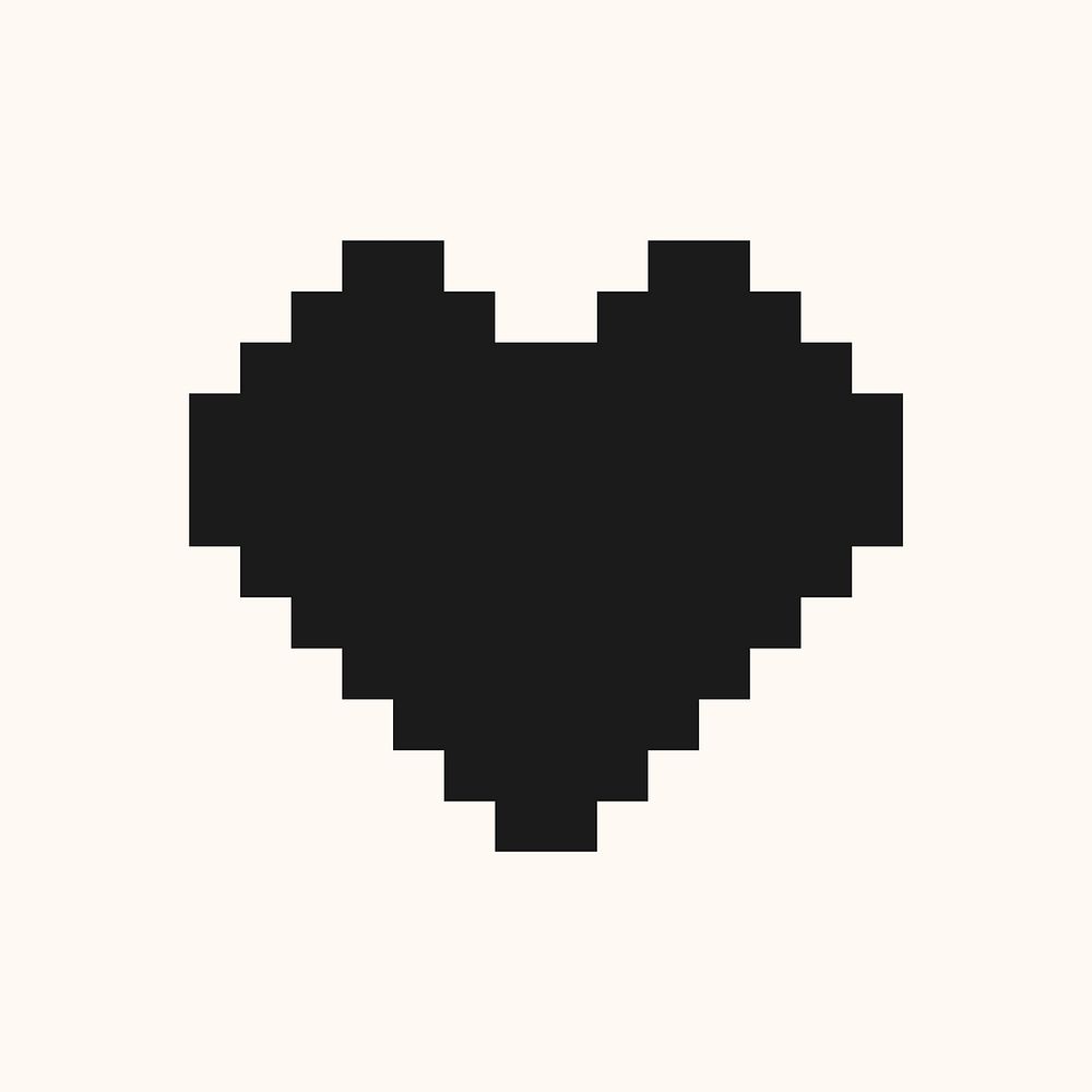 Pixel heart icon, black love style vector