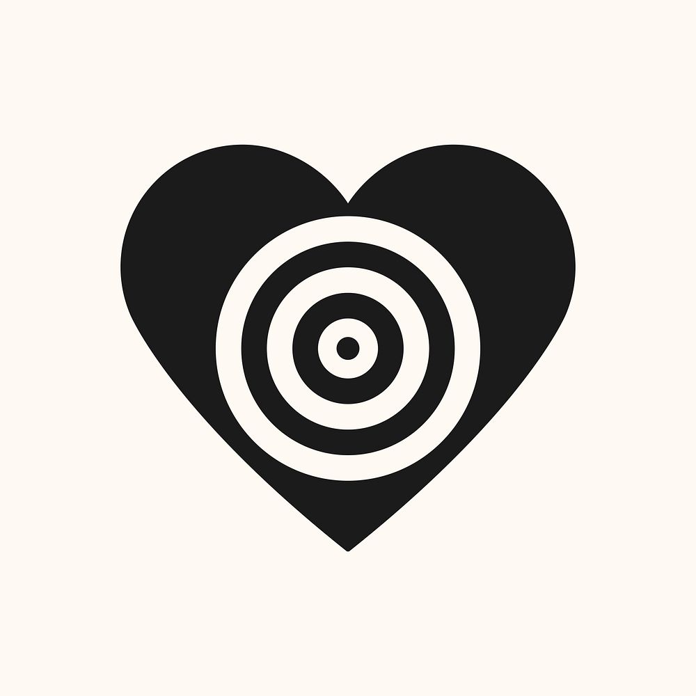 Heart icon, black simple design vector