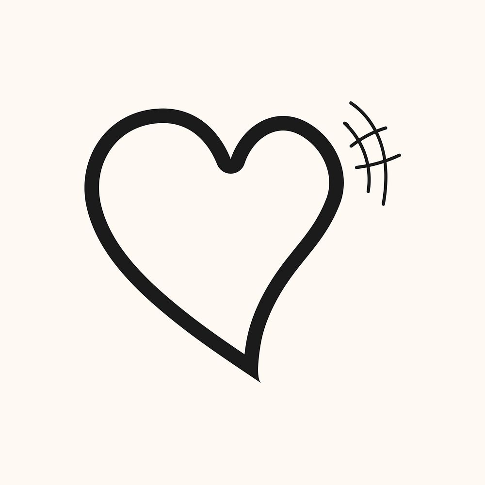 Cute heart icon, doodle element graphic vector