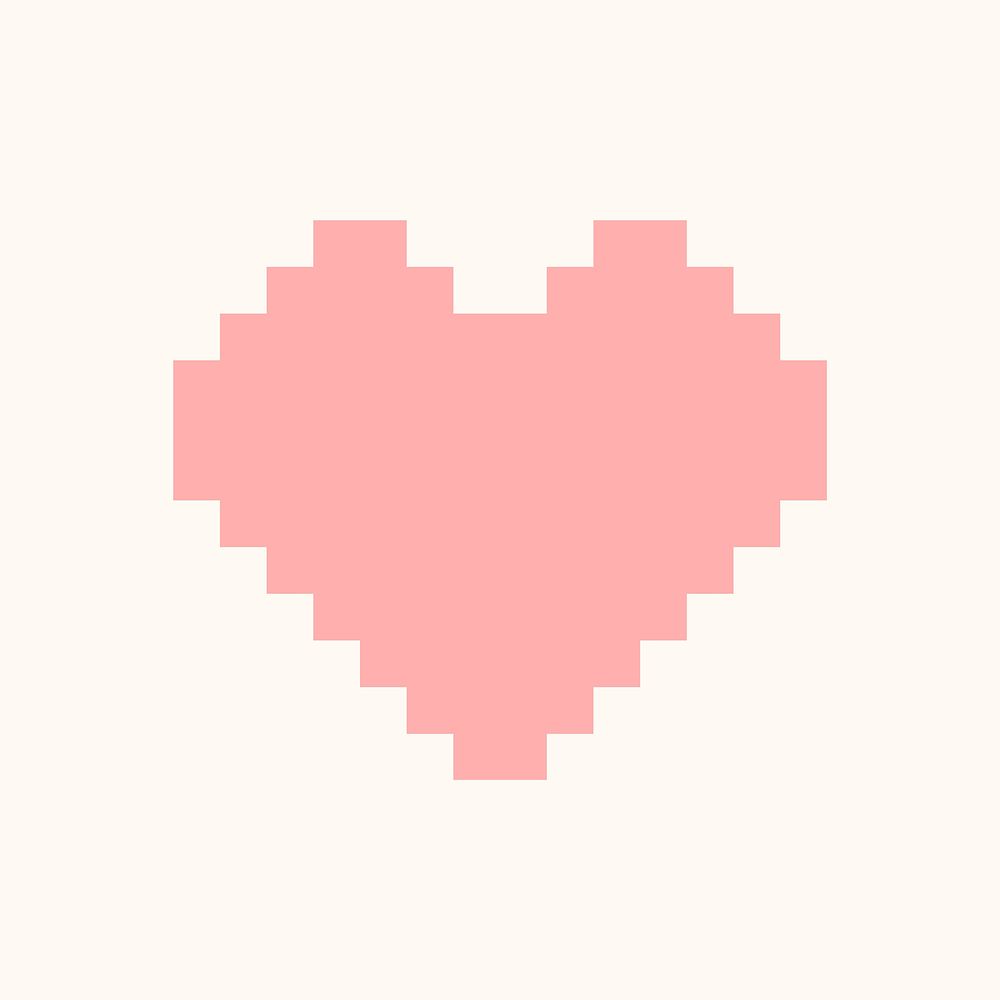 Pixel heart icon, pink love style vector