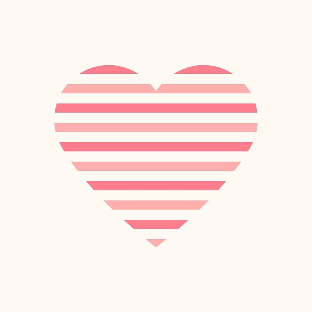 Heart icon, pink pastel striped element graphic vector