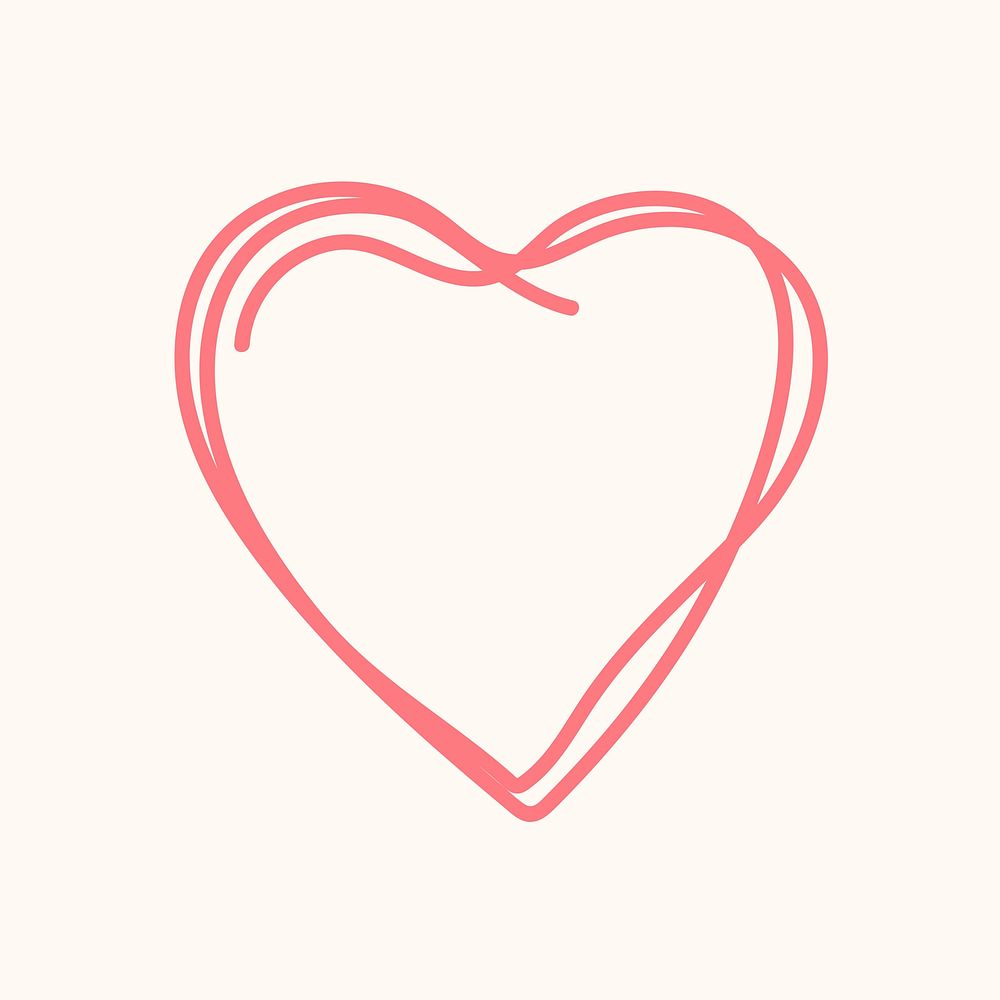 Cute heart icon, doodle element graphic vector