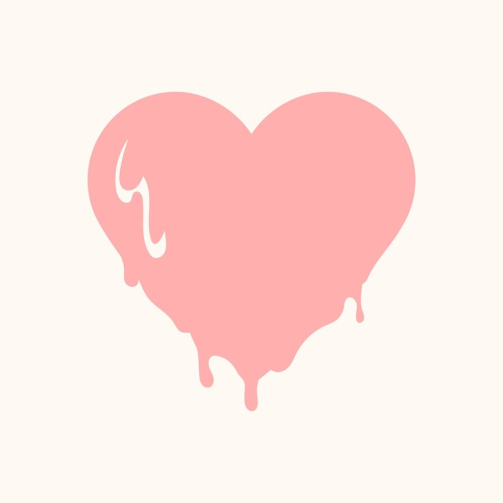 Melting heart icon, pink element graphic vector