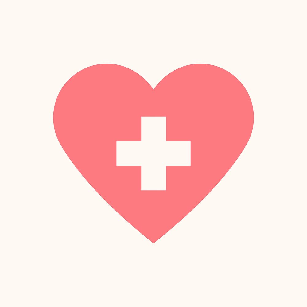 Healthy heart icon, pink element graphic vector