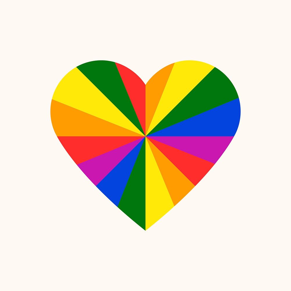 Rainbow heart, LGBT pride month icon vector