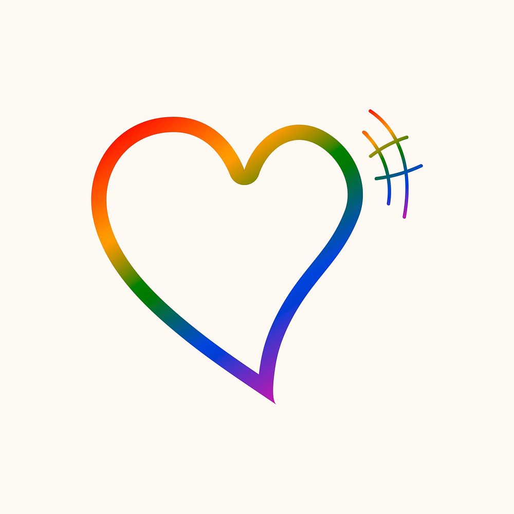 Pride heart, rainbow doodle design icon vector