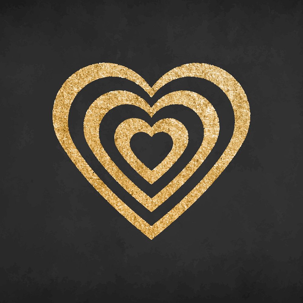 Heart icon, glitter gold element graphic vector