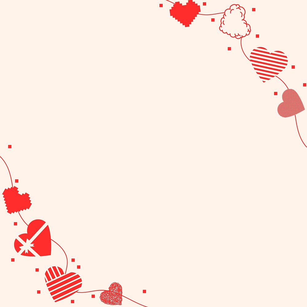 Valentines day frame vector, cute heart border design