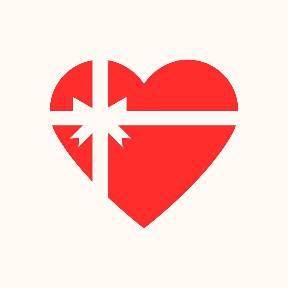 Valentine heart icon, red element graphic vector