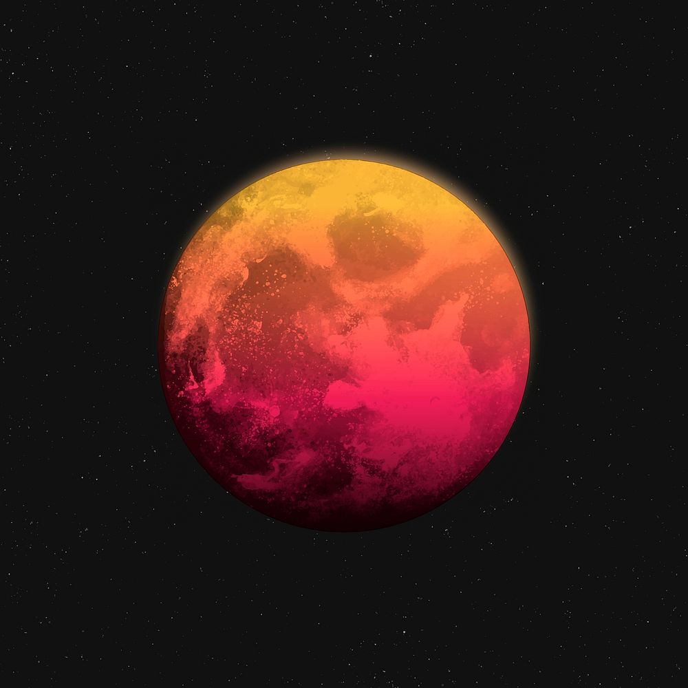 Aesthetic mars sticker, pink planet, astronomy art vector