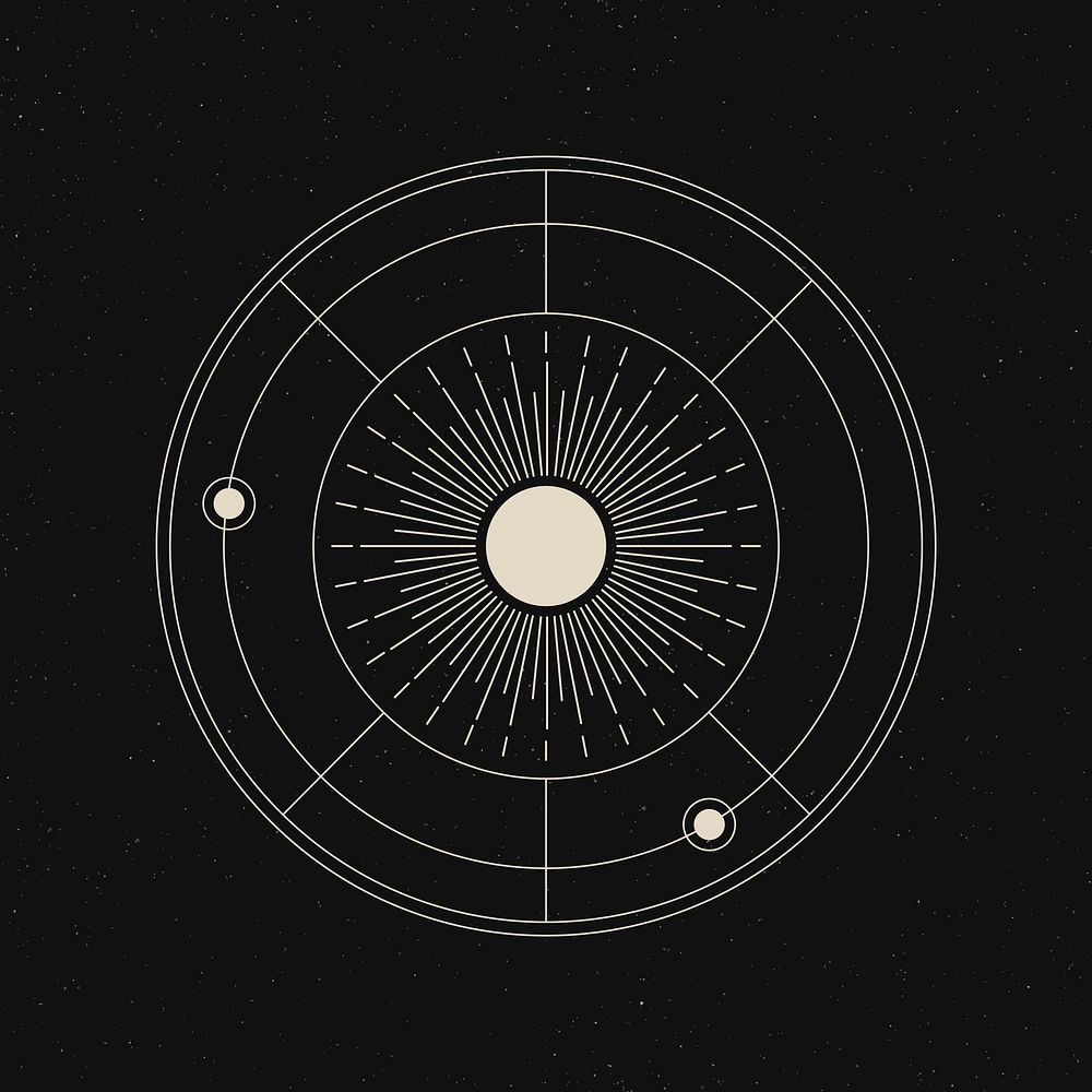 Celestial art sticker, beige aesthetic sun, galaxy illustration vector