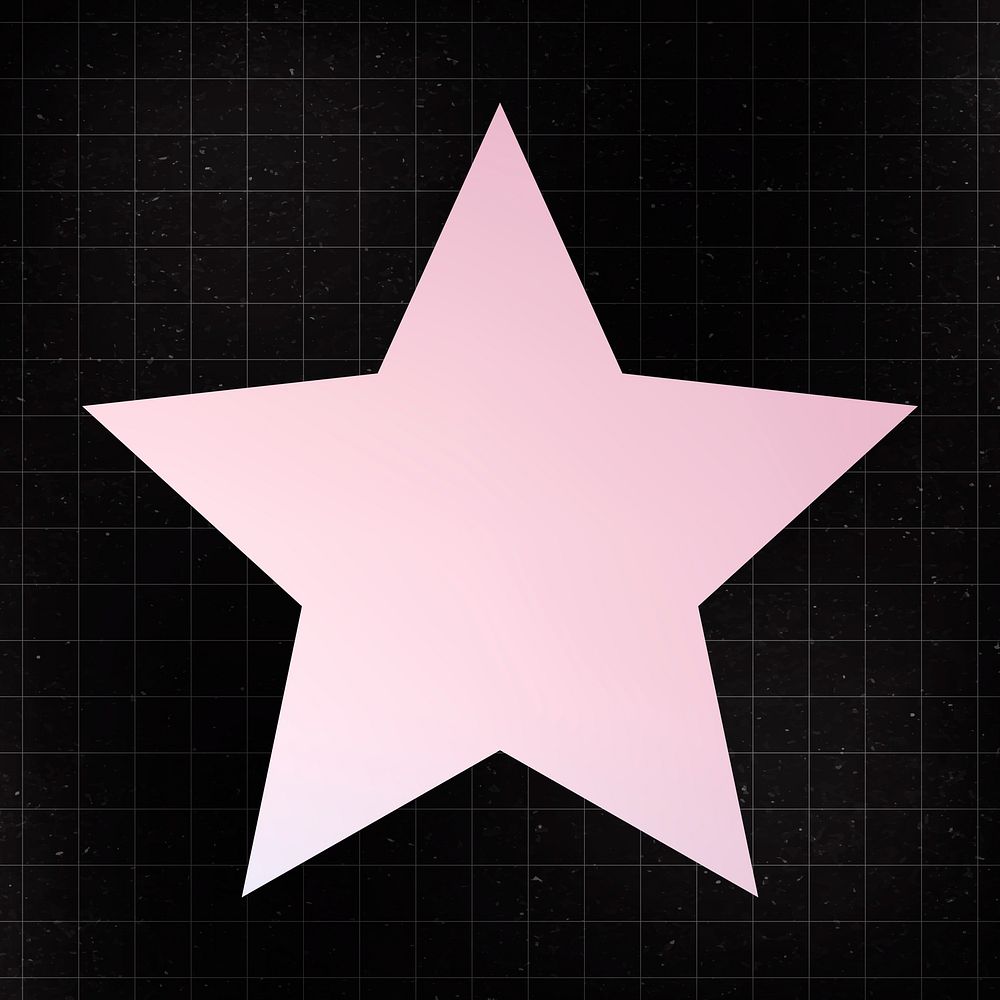 Star sticker, pink holographic gradient flat clipart vector