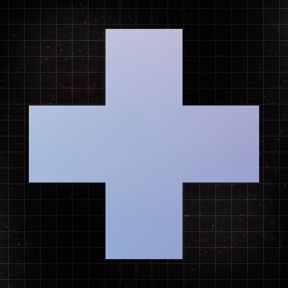 Medical cross sticker symbol, purple plus sign clipart vector